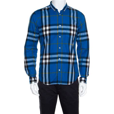 burberry brit button down blue checkered|thomas burberry shirts.